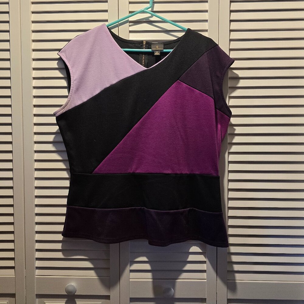 Worthington Cap Sleeve Colorblock Peplum Waist Top